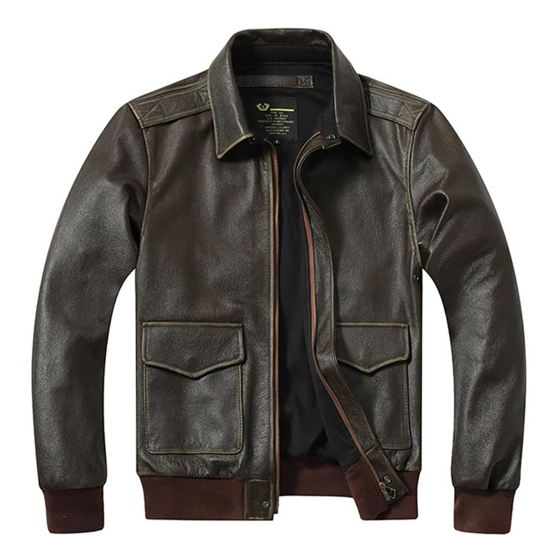 Veste en cuir Olive Vintage pour hommes