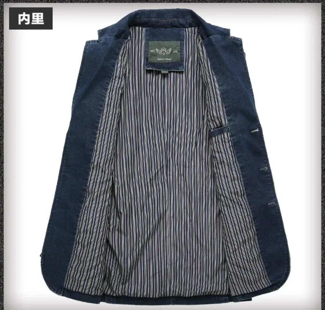 Blazers hommes veste en jean costumes manteaux simple boutonnage col rabattu manches longues décontracté manteau régulier bouton Blazer vestes