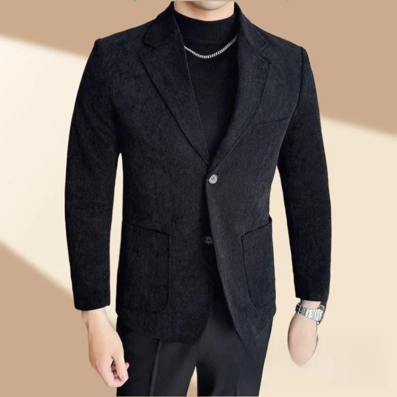 Costume Homme en Corduroy Casual Coupe Slim Style Britannique Mode Simple Boutonnage