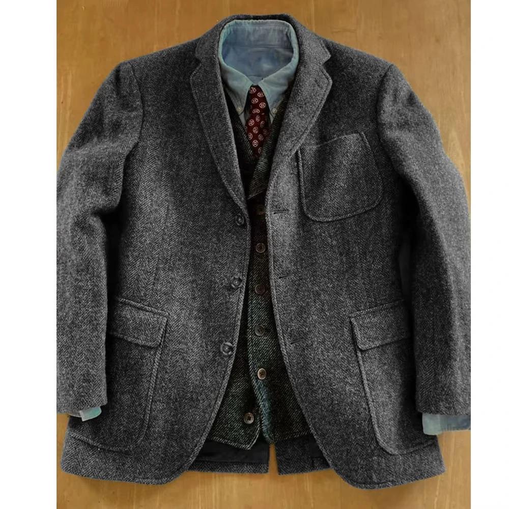 Blazer en tweed à chevrons pour homme