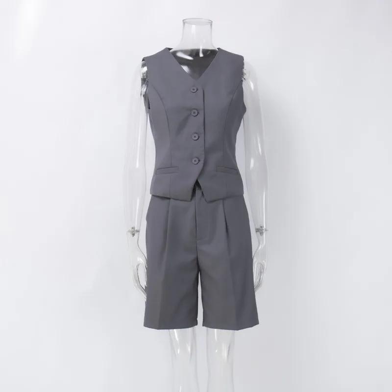 Gilet gilet costume 2026 printemps et été col en v simple boutonnage gilet droit costume short