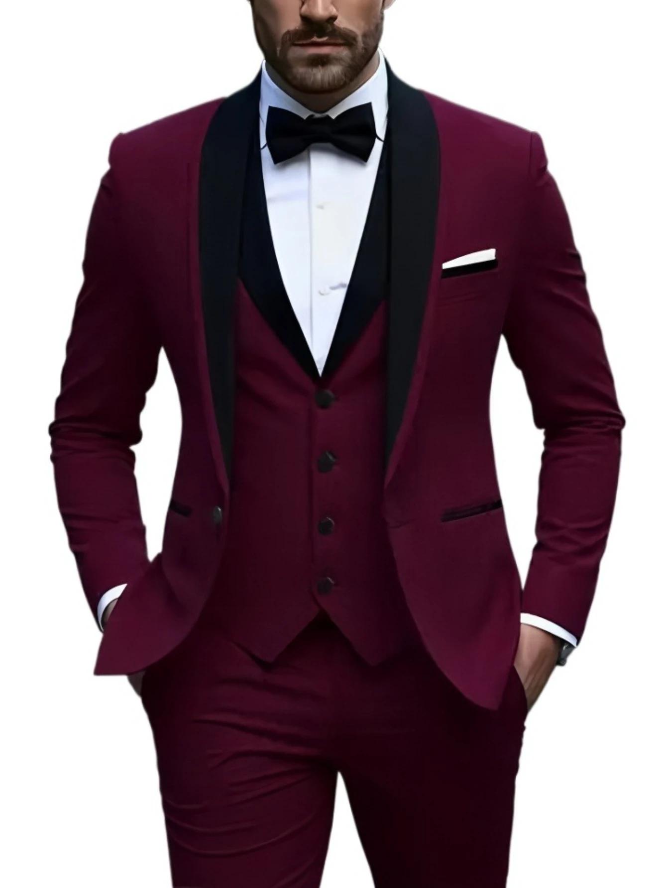 Costumes pour hommes à fente blanche 3 pièces