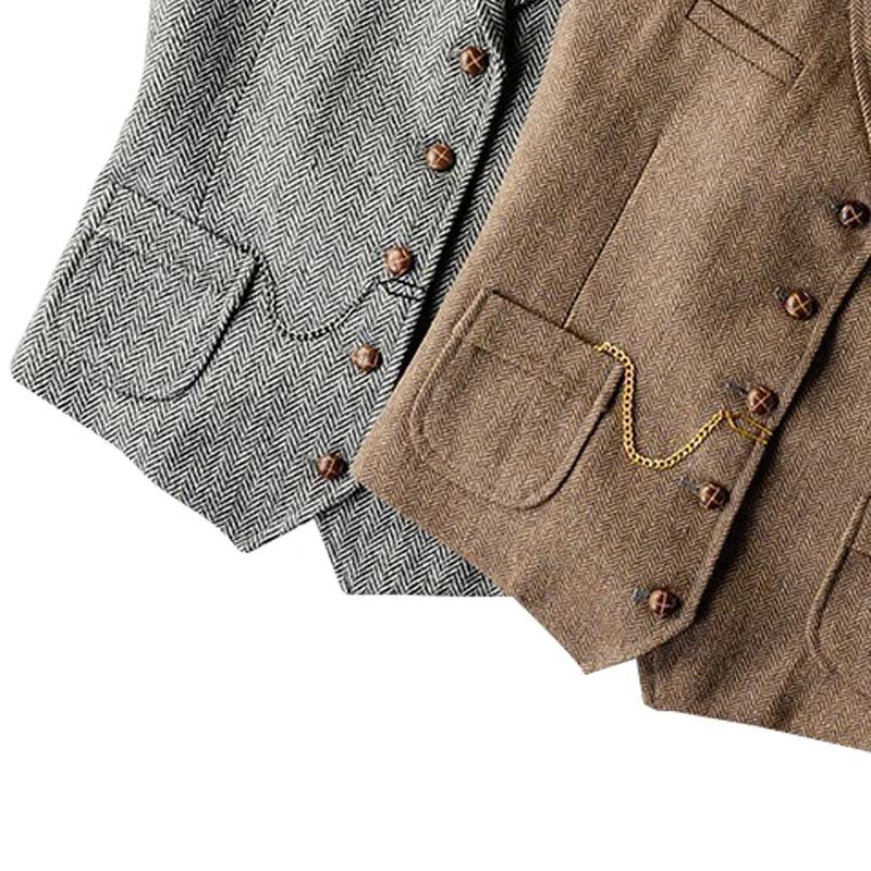 Automne et hiver hommes gilet hauts Yuppie Style laine à chevrons rétro mince chaud