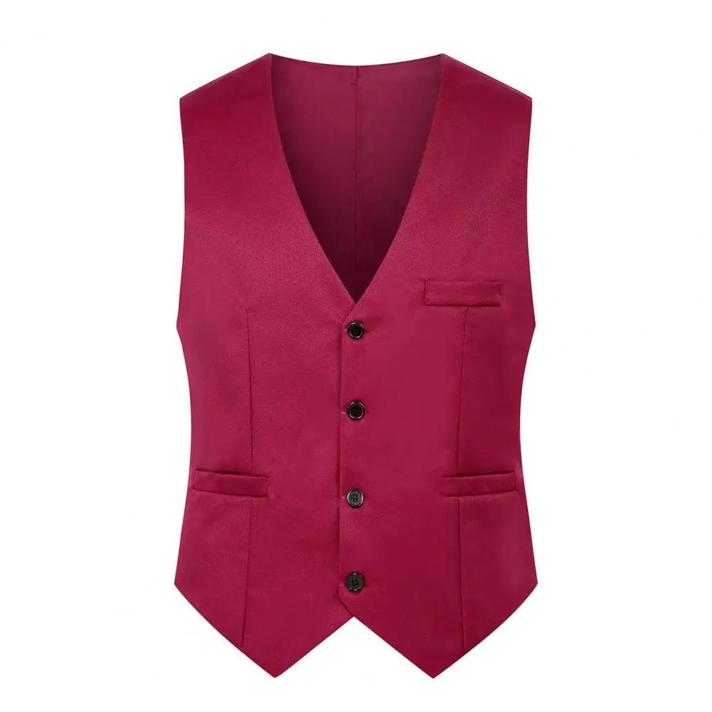 Hommes costume gilet simple boutonnage bouton fermeture