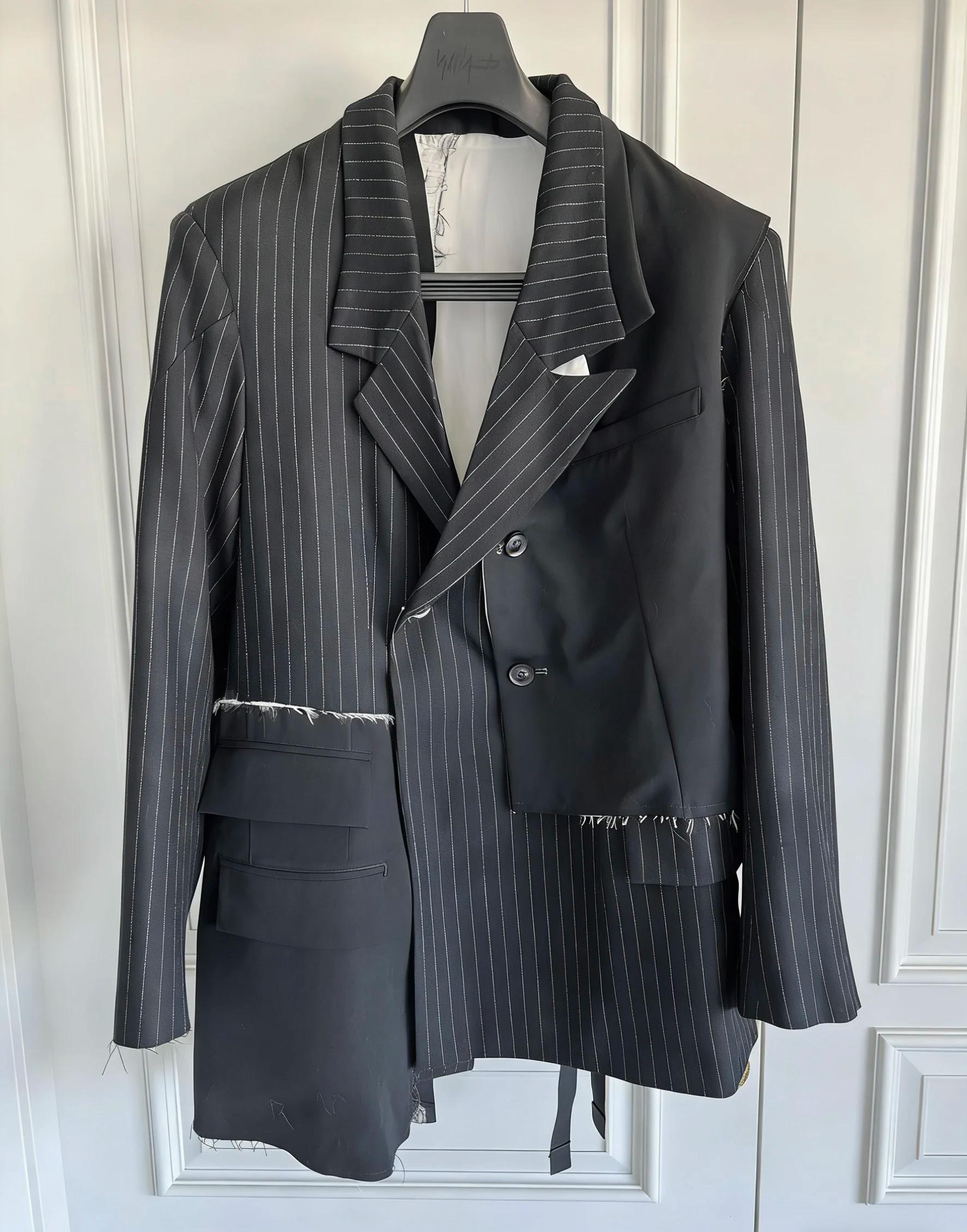 Veste de costume en laine patchwork