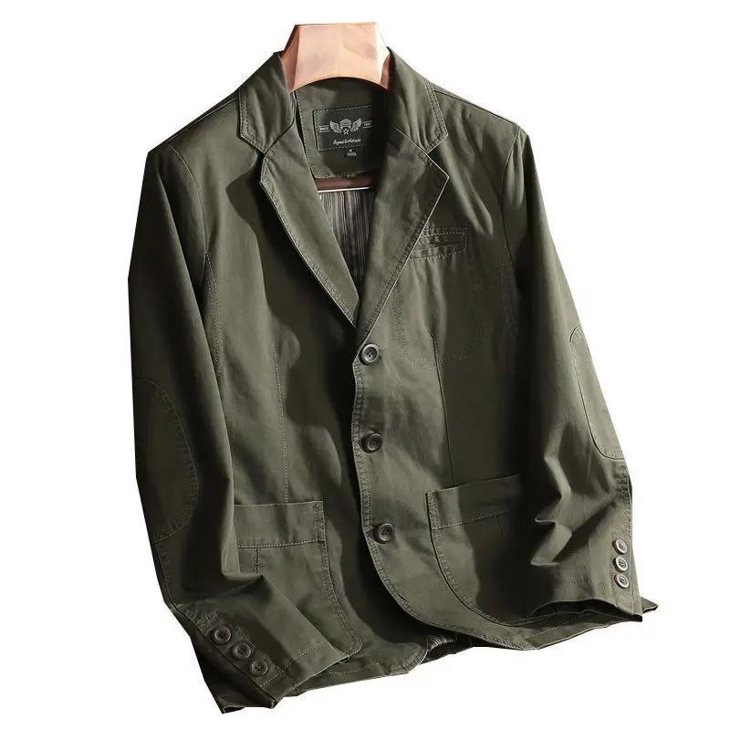 Blazer Homme KIDWHXR Printemps Vintage Simple Boutonnage Poches Col Rabattu Manches Longues Coupe Ample Décontracté