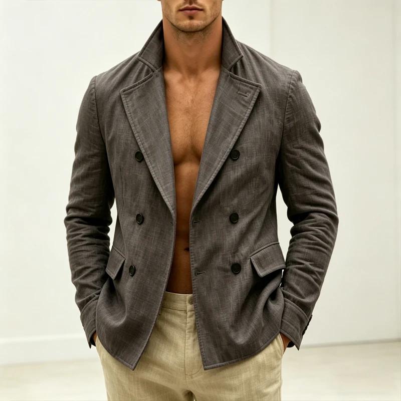 Blazer croisé en lin pour homme