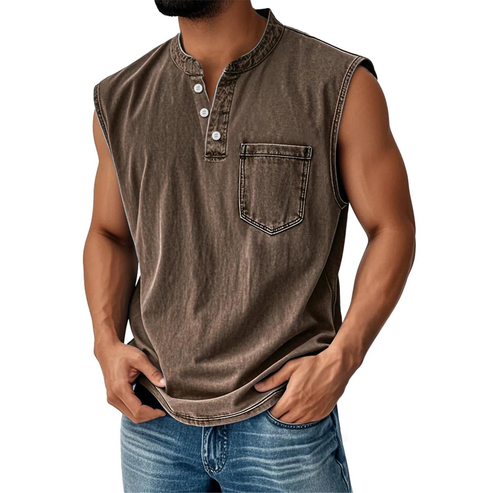 Gilet sans manches vintage délavé pour homme