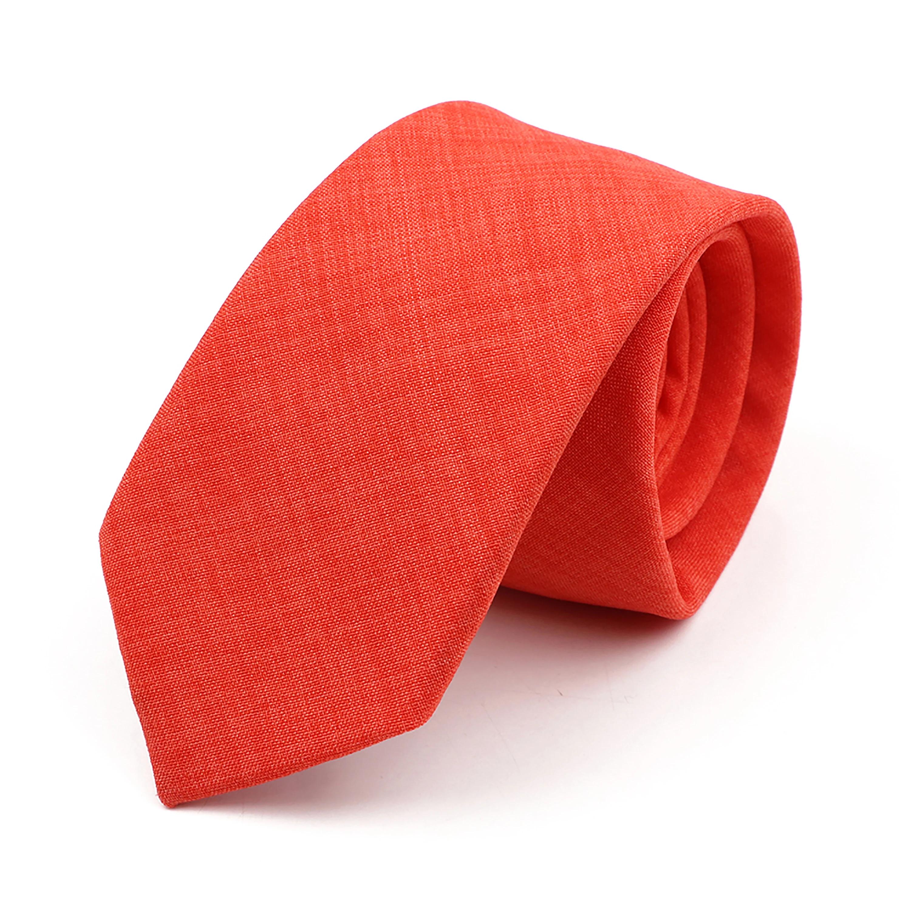 Coton doux couleur unie à la main hommes cravates sauge vert rose Orange maigre cravate pour fête de mariage chemise