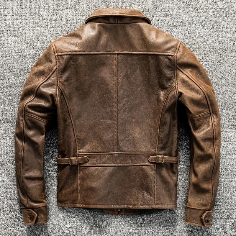 Veste en cuir marron pour homme