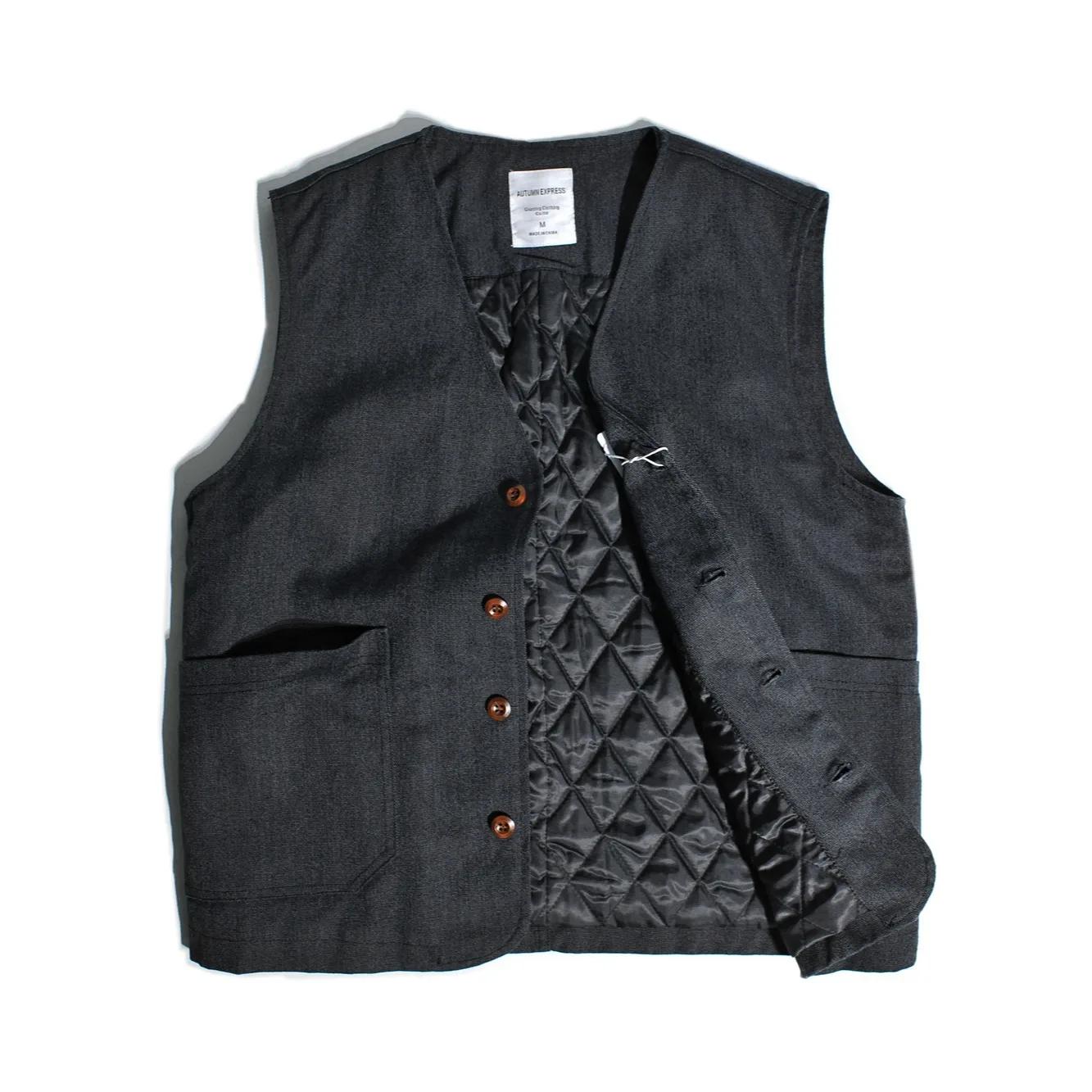 Gilet matelassé en toile de coton épaisse style rétro américain pour homme
