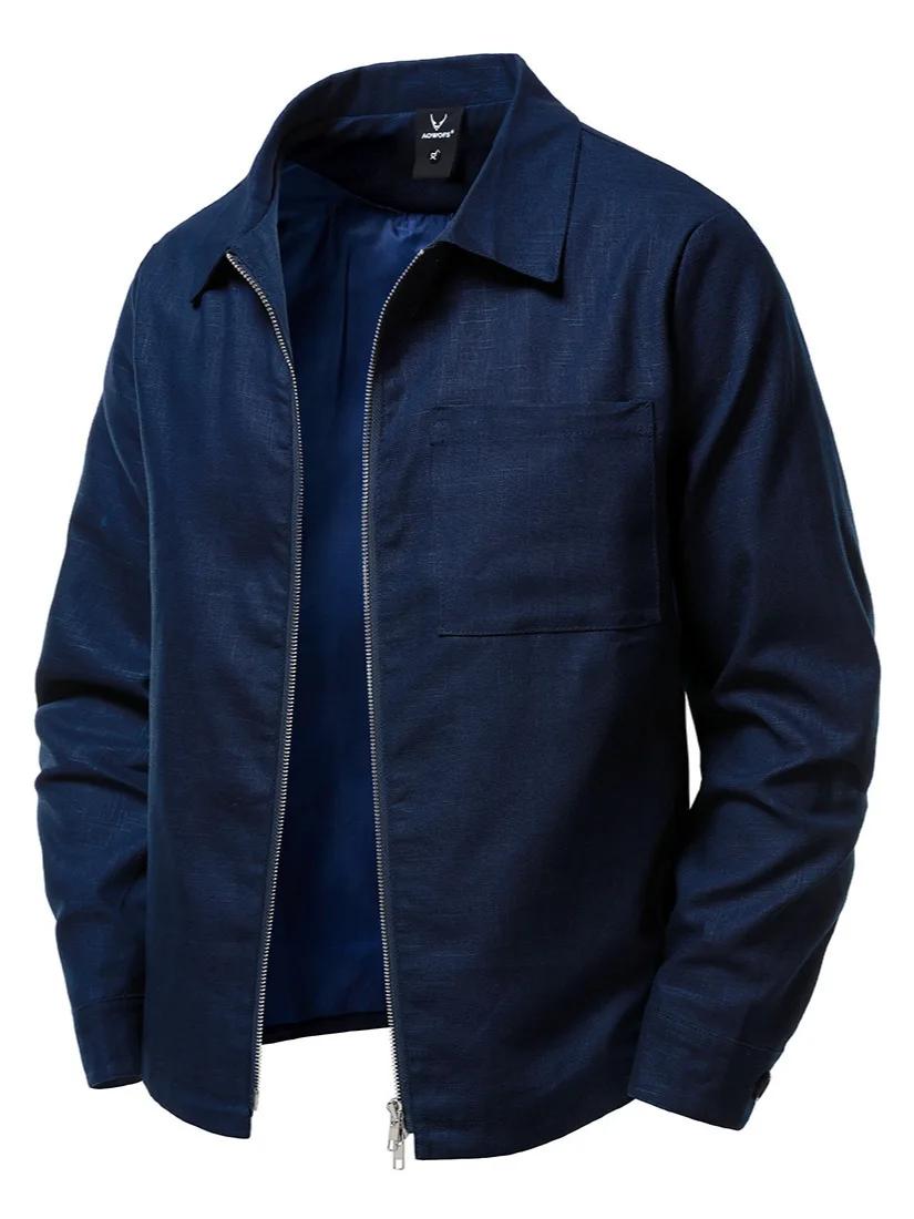 Veste en lin hommes Cargo manteau col rabattu Sport tendance mode pardessus affaires quotidien mâle