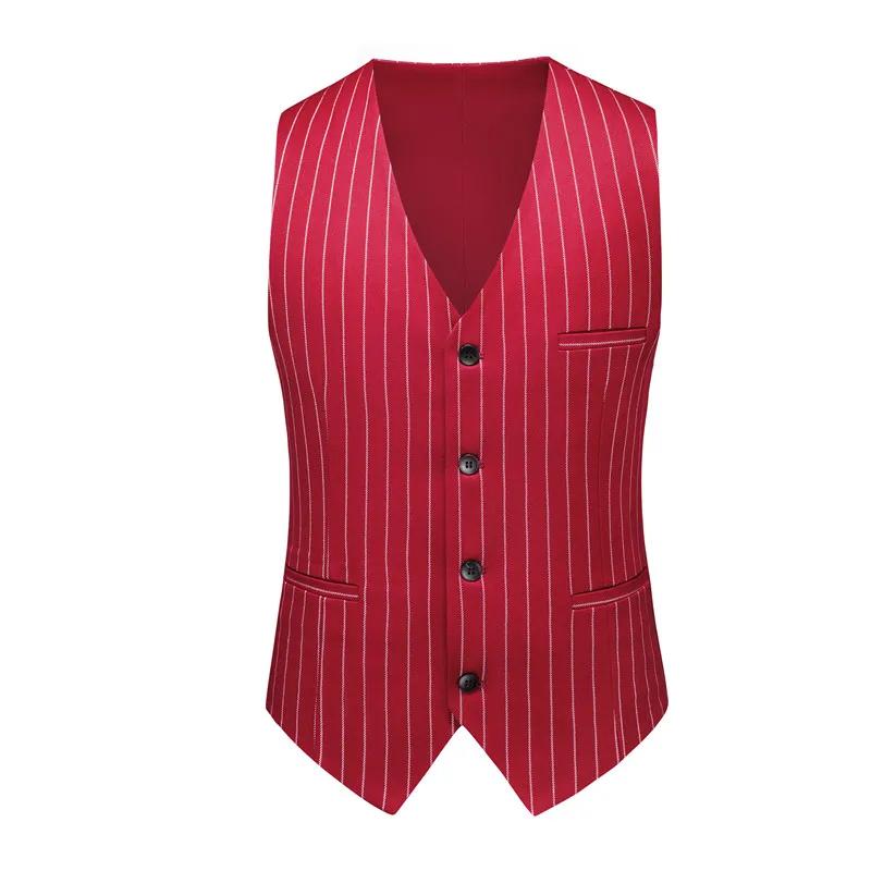 Gilet de costume à rayures rouges pour hommes