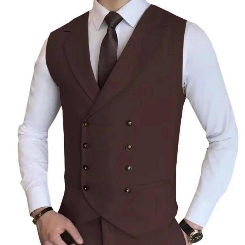 Hommes gilet Champagne solide Double bouton