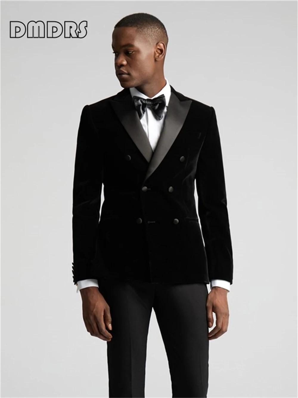 Blazer à double boutonnage en velours pour hommes