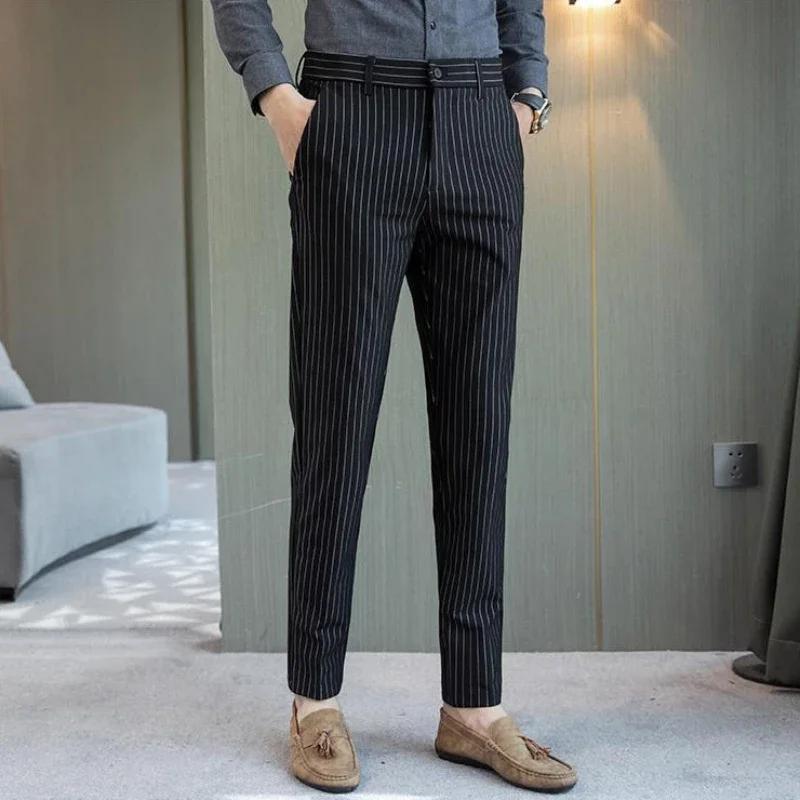 FJFor-Costumes droits à rayures pour hommes