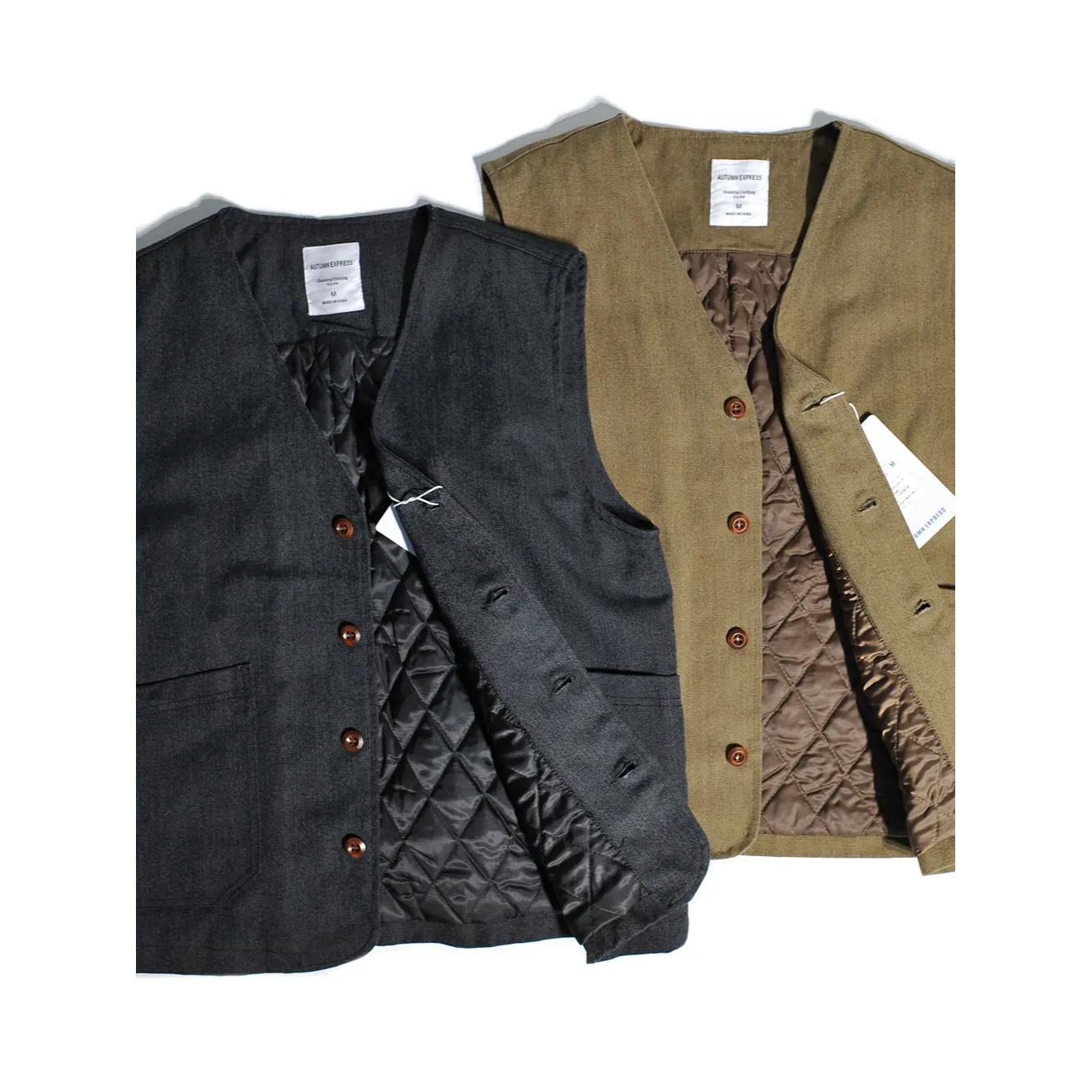 Gilet matelassé en toile de coton épaisse style rétro américain pour homme