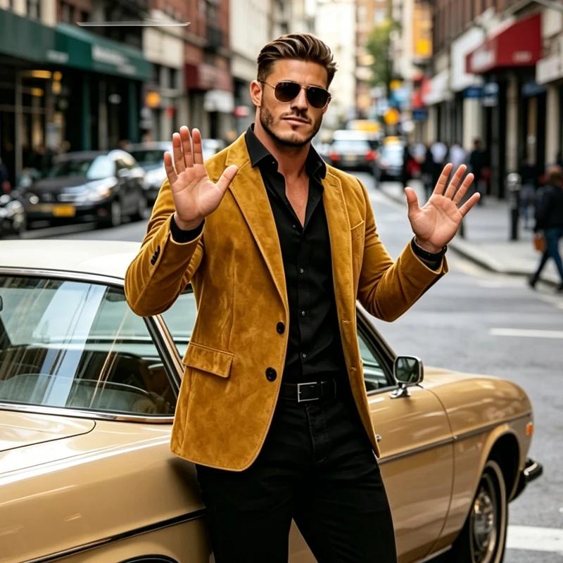 Blazer de luxe pour homme en suède texturé
