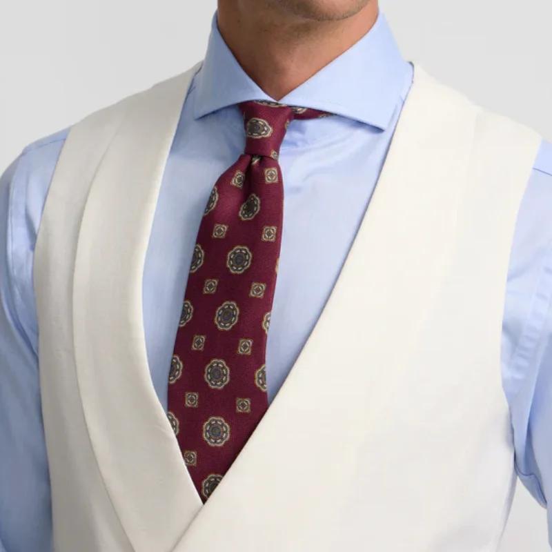 Hommes gilet ivoire avec revers Double bouton solide