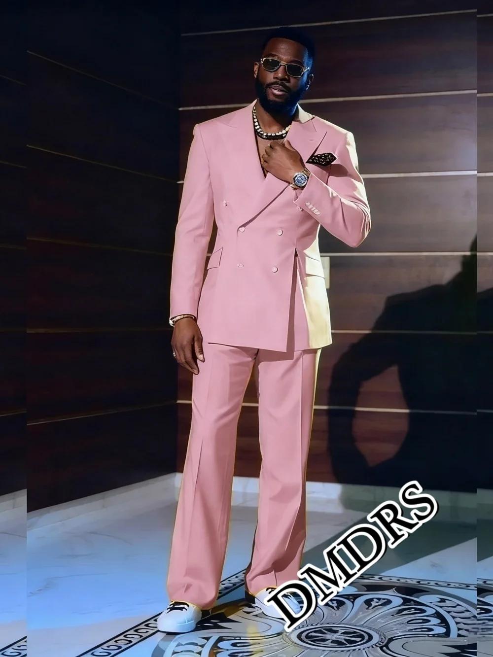 Ensemble de costume rose élégant pour hommes 2 pièces pour mariage
