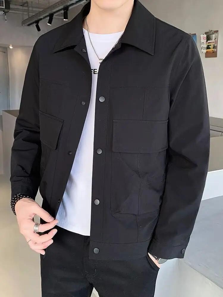 Veste rétro à revers pour hommes, coupe cintrée, décontractée, tendance