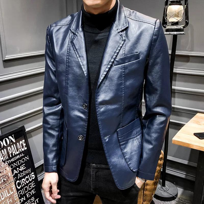 Veste en cuir PU pour homme