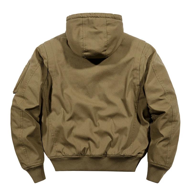 Blouson aviateur militaire en coton à capuche pour hommes