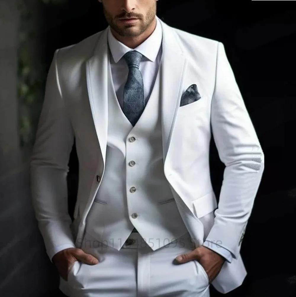 Costumes pour hommes verts décontractés 3 pièces coupe ajustée encoche/vers de pointe vêtements de marié de mariage