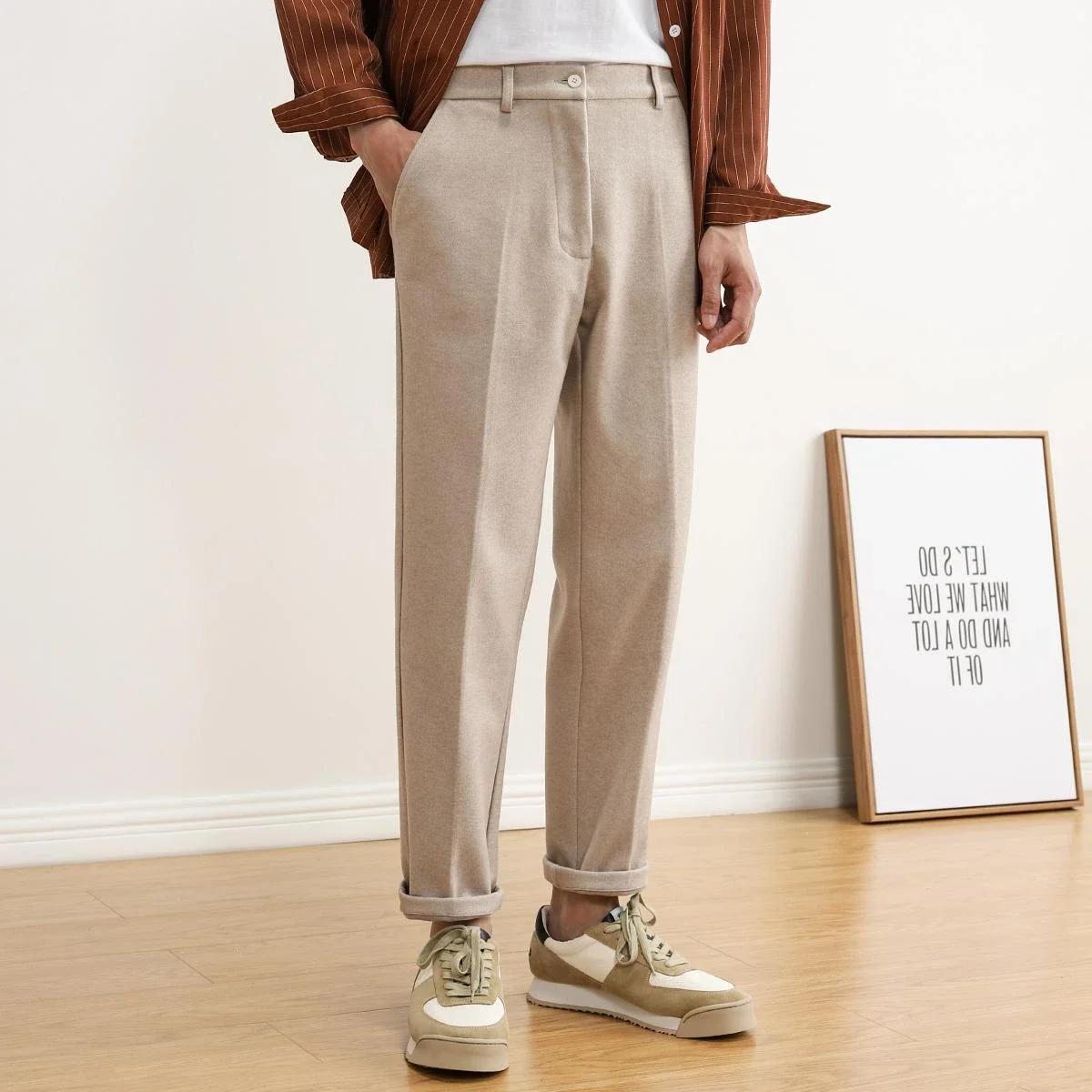Pantalon kaki coupe cintrée pour hommes marron Tressed homme costumes pantalons pas cher été 2025 nouveau dans la robe