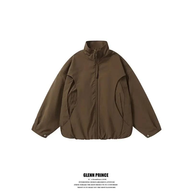 Blouson aviateur rétro déstructuré à manches chauve-souris et col montant pour homme