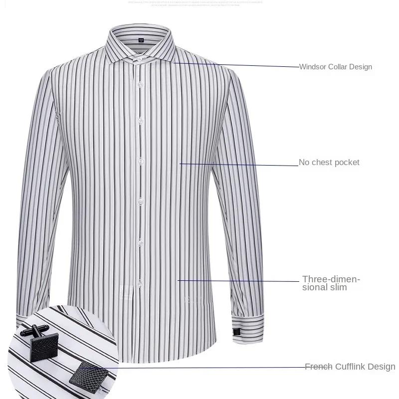 2025 Windsor col coupe ajustée Modal nouveaux hommes chemise française à manches longues robe d'affaires bouton de