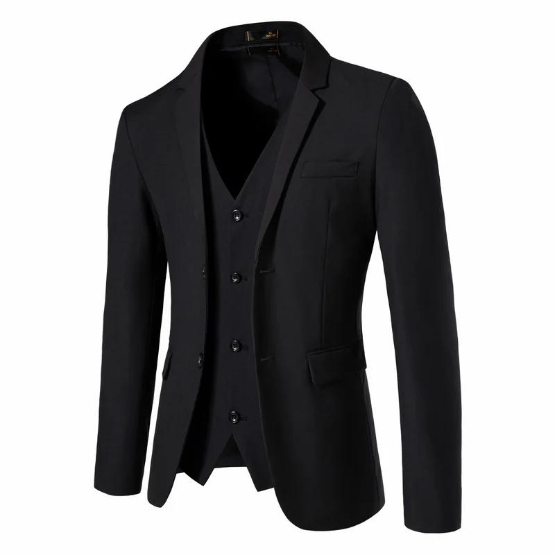 Ensemble de 2 pièces Costume décontracté pour homme Veste et gilet Coupe ajustée Couleur unie Soirée