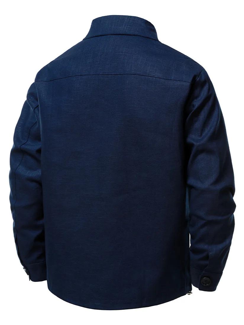 Veste en lin hommes Cargo manteau col rabattu Sport tendance mode pardessus affaires quotidien mâle
