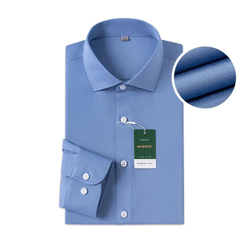 Windsor col manchette régulière robe chemise mode hommes à manches longues de luxe affaires chemises formelles solide facile d'entretien décontracté Social