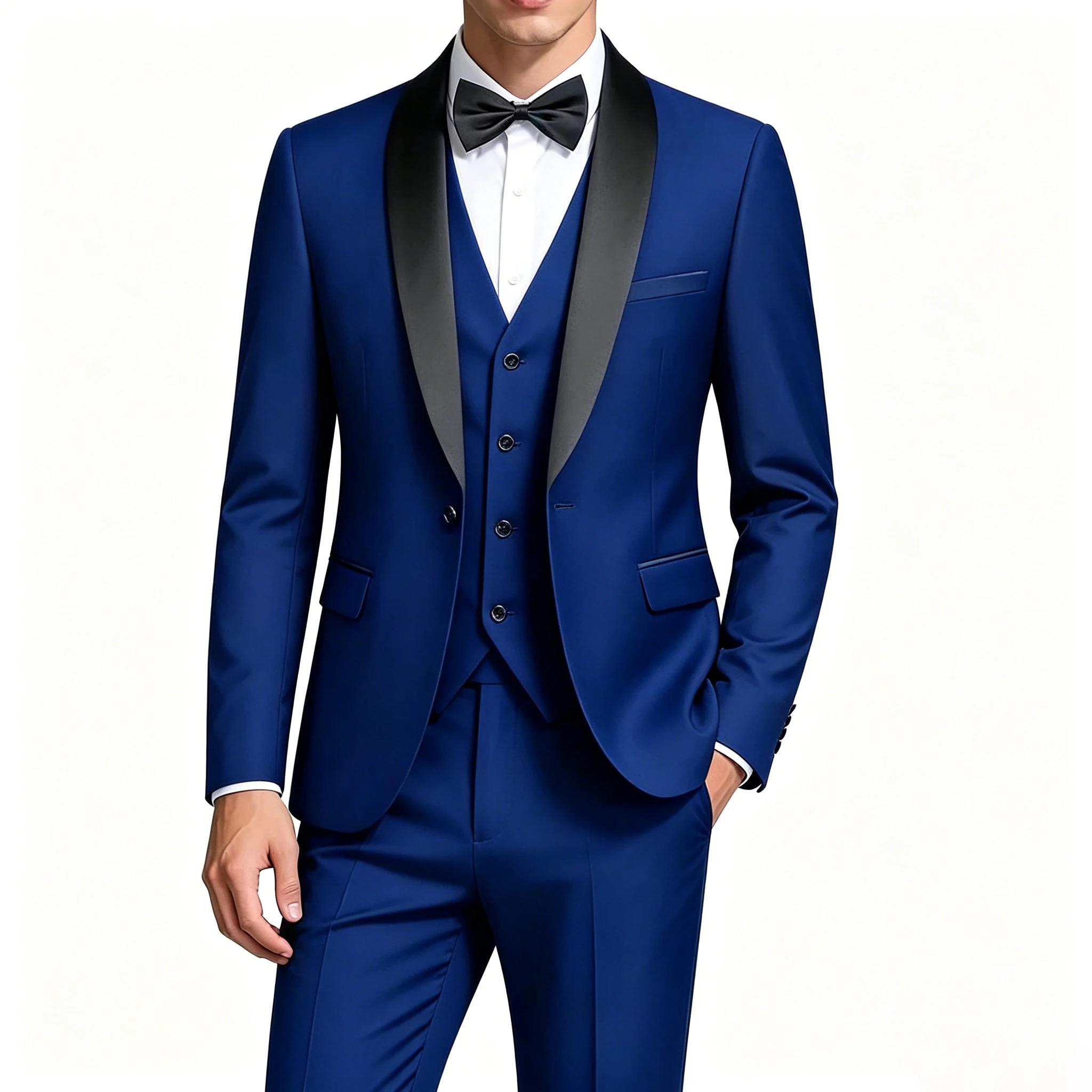 Ensemble de costume de smoking 3 pièces pour homme (veste + gilet + pantalon)