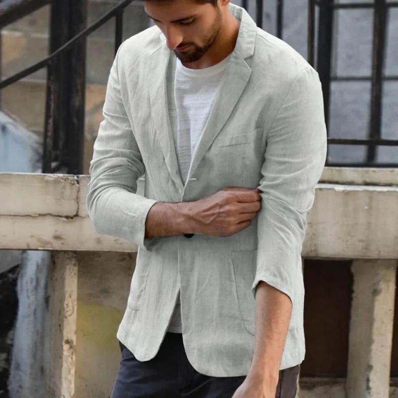Costume d'automne en coton et lin pour hommes