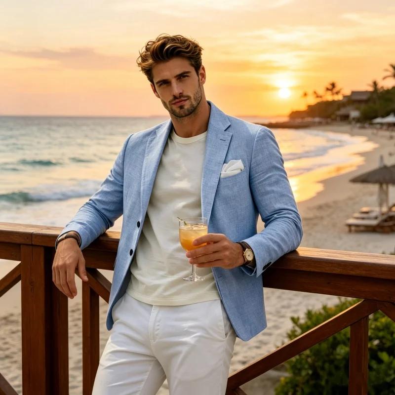 Veste de costume en lin pour homme