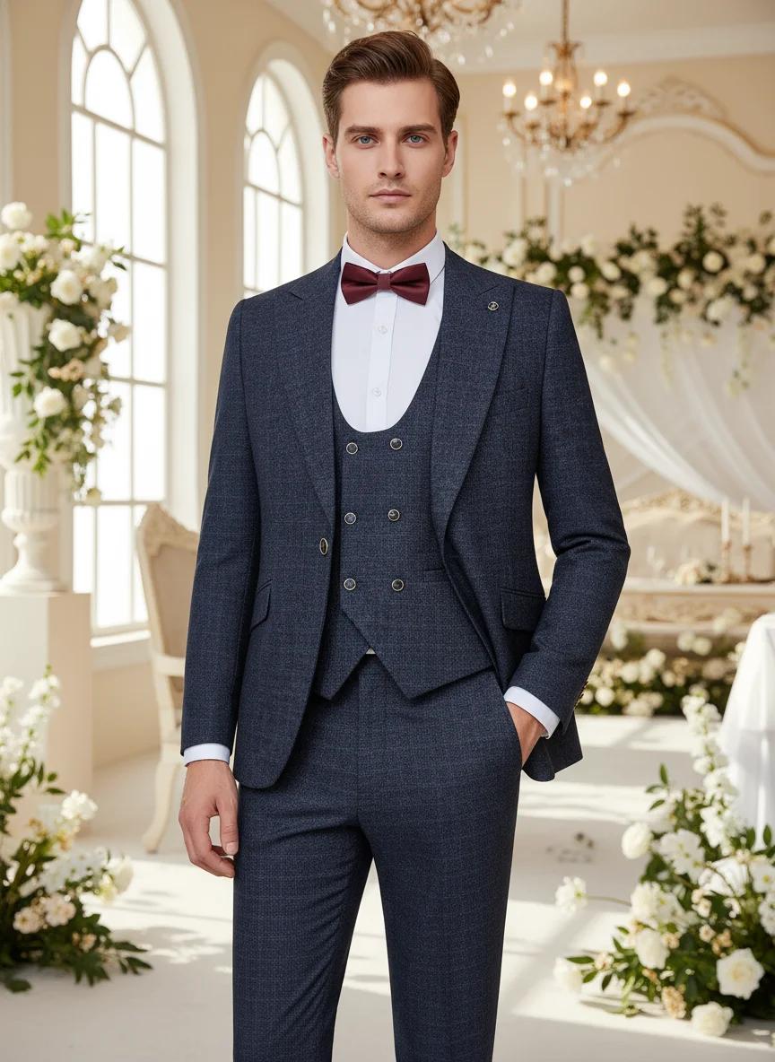 ST Cassy costume de marié de mariage (veste + gilet + pantalon)