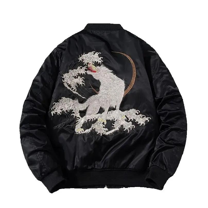 Veste brodée loup pour homme