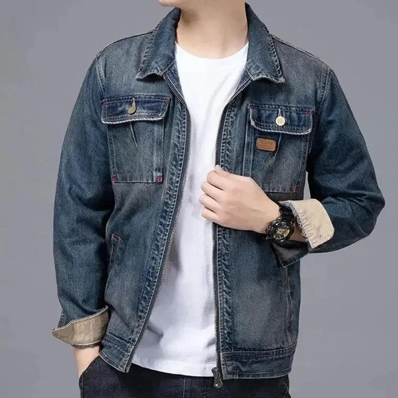 Veste de moto en jean pour homme avec poche