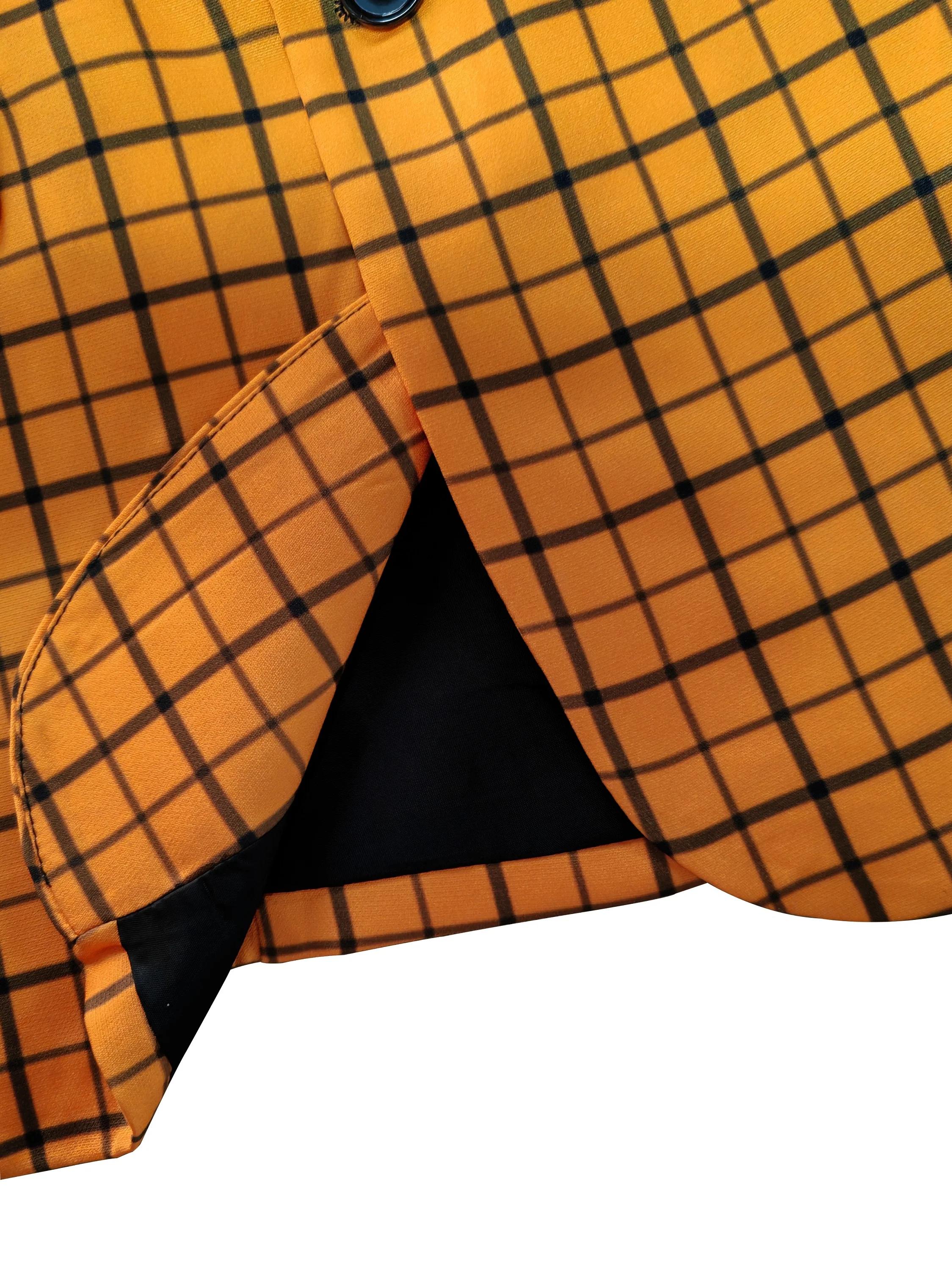 Veste de costume élégante à carreaux pour homme avec poches