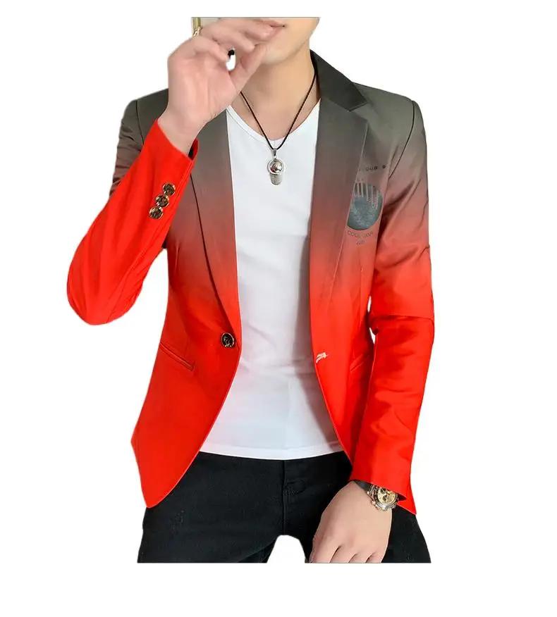 Veste de costume homme dégradé Blazer mâle manteau gothique nouveau Masculino coréen mince décontracté hommes robe