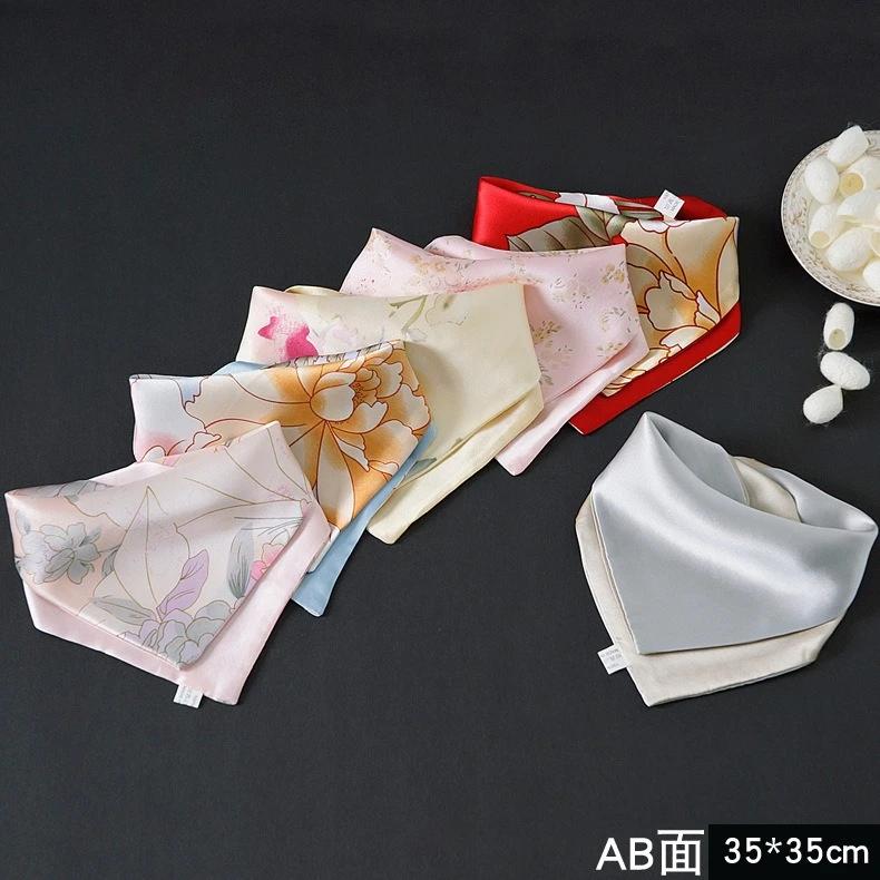 35*35 cm costume en soie de mûrier naturelle poche carré Hanky plaine crêpe Satin AB Double face