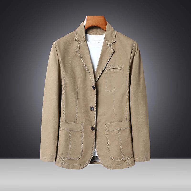 Nouvelle Veste Style 2026 Printemps-Automne – Costume Décontracté pour Homme en Pur Coton Coupe Ample
