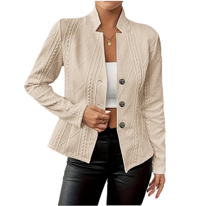 Blazer court boutonné à motifs