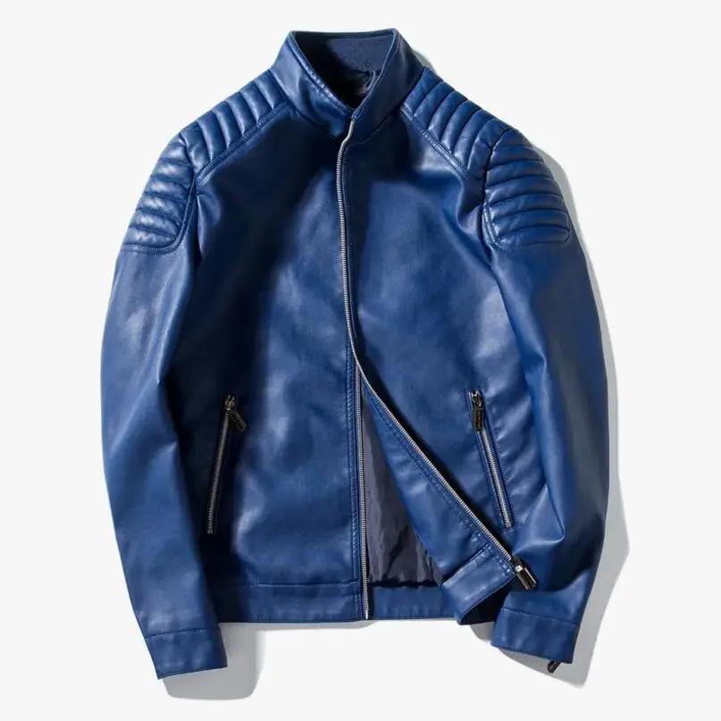 Blousons en cuir PU slim pour hommes