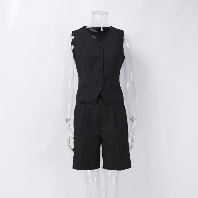 Gilet gilet costume 2026 printemps et été col en v simple boutonnage gilet droit costume short