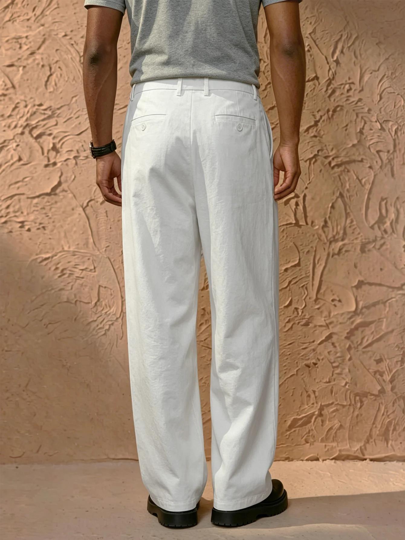 Pantalon de costume droit taille haute italien pour homme