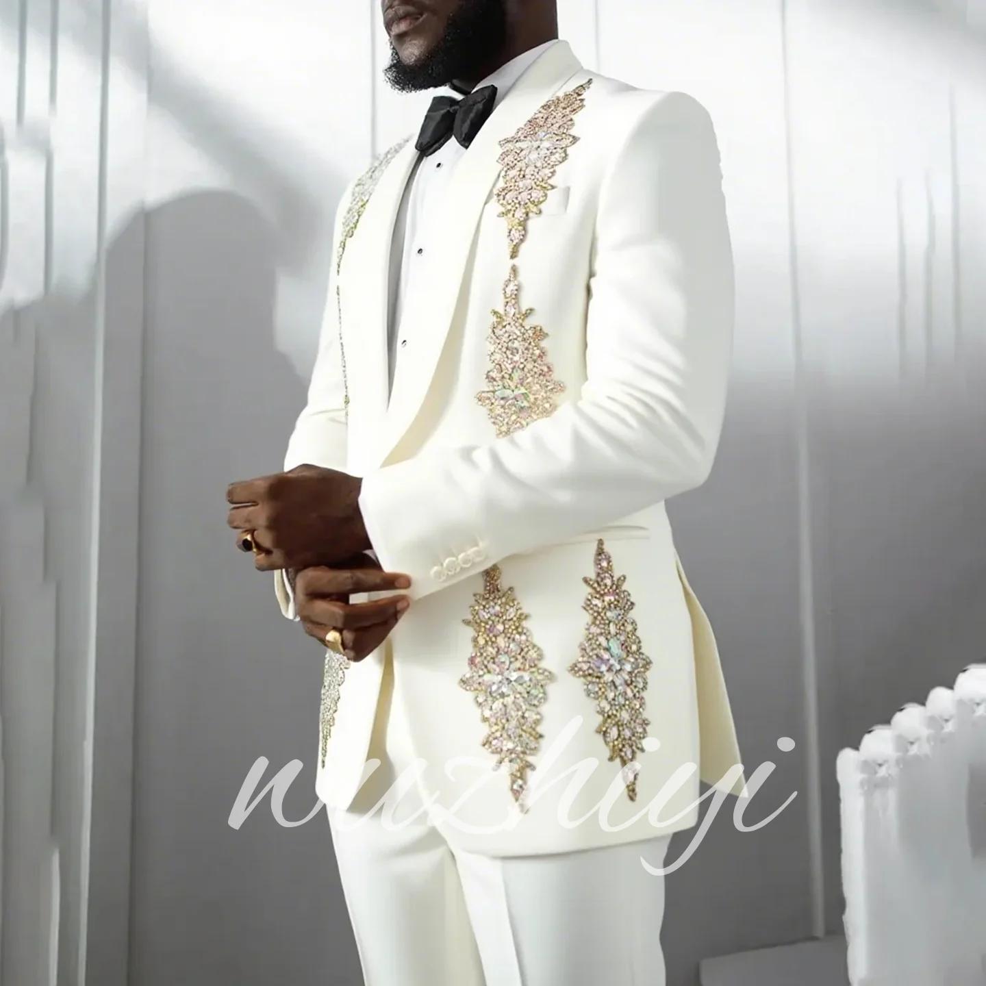 Costumes de Mariage Blancs de Luxe pour Hommes