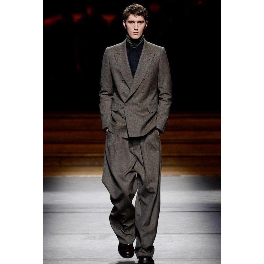 Smoking gris foncé à double boutonnage pour homme